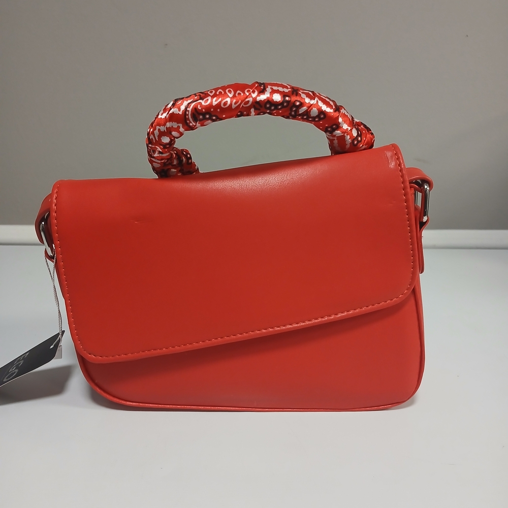 EGO Red Asymmetric Bandana Top Handle Mini Bag Crossbody Clutch Purse New!